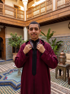 Red and Black Thoube with a Hoodie
