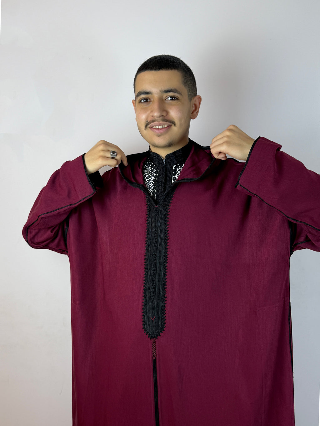 Red and Black Thoube with a Hoodie
