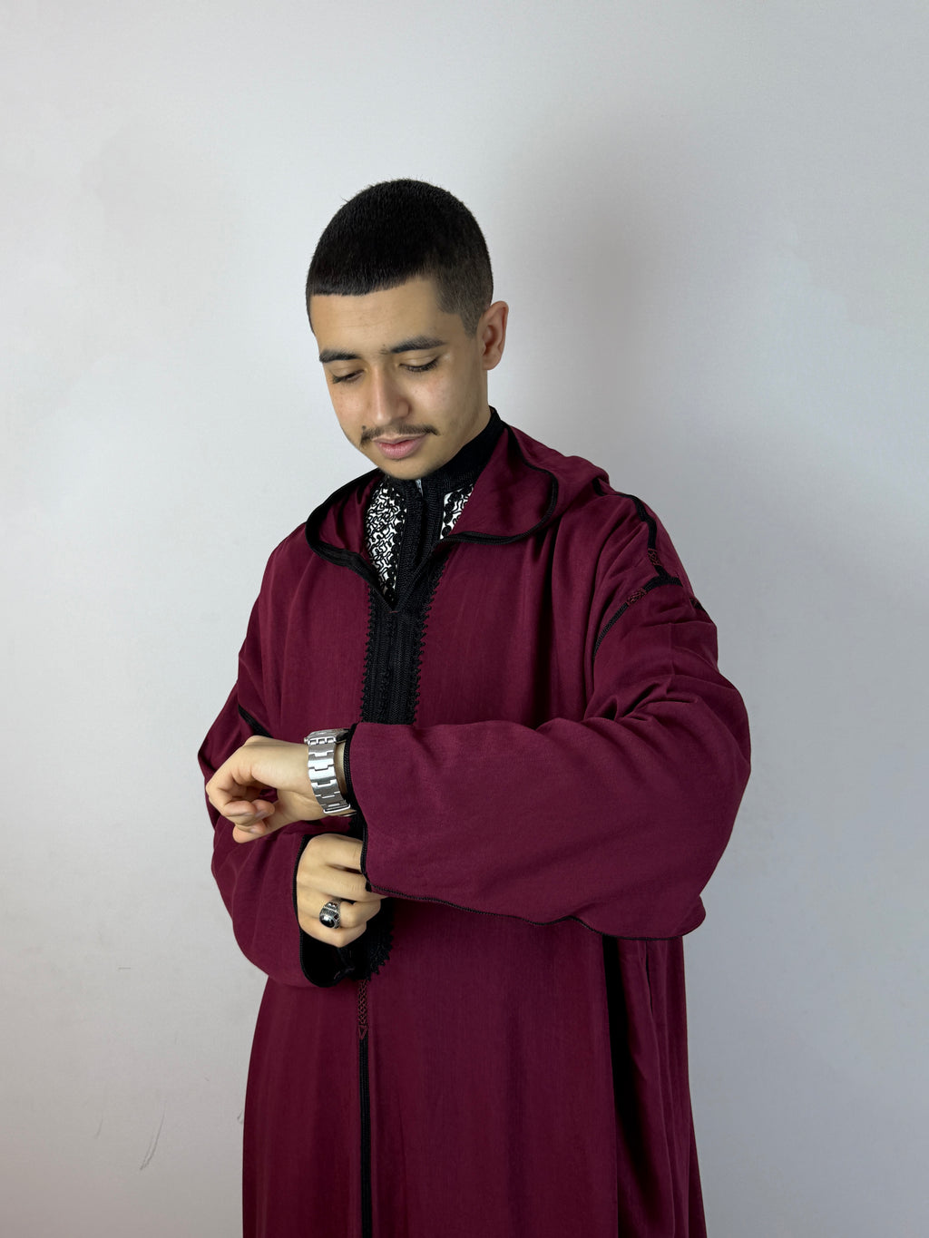 Red and Black Thoube with a Hoodie