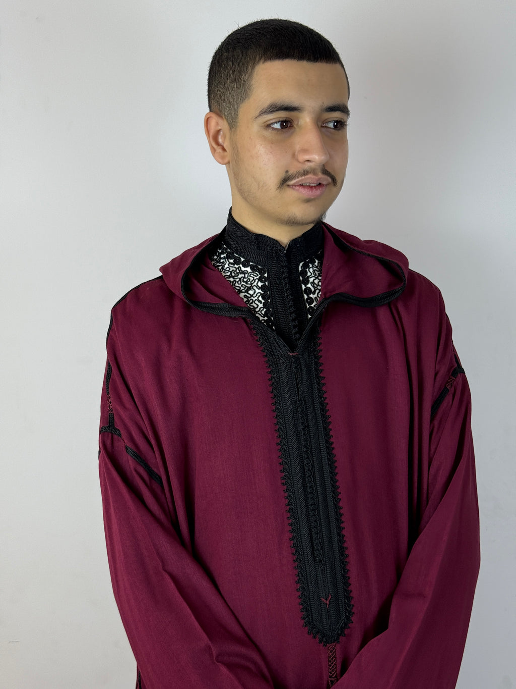 Red and Black Thoube with a Hoodie
