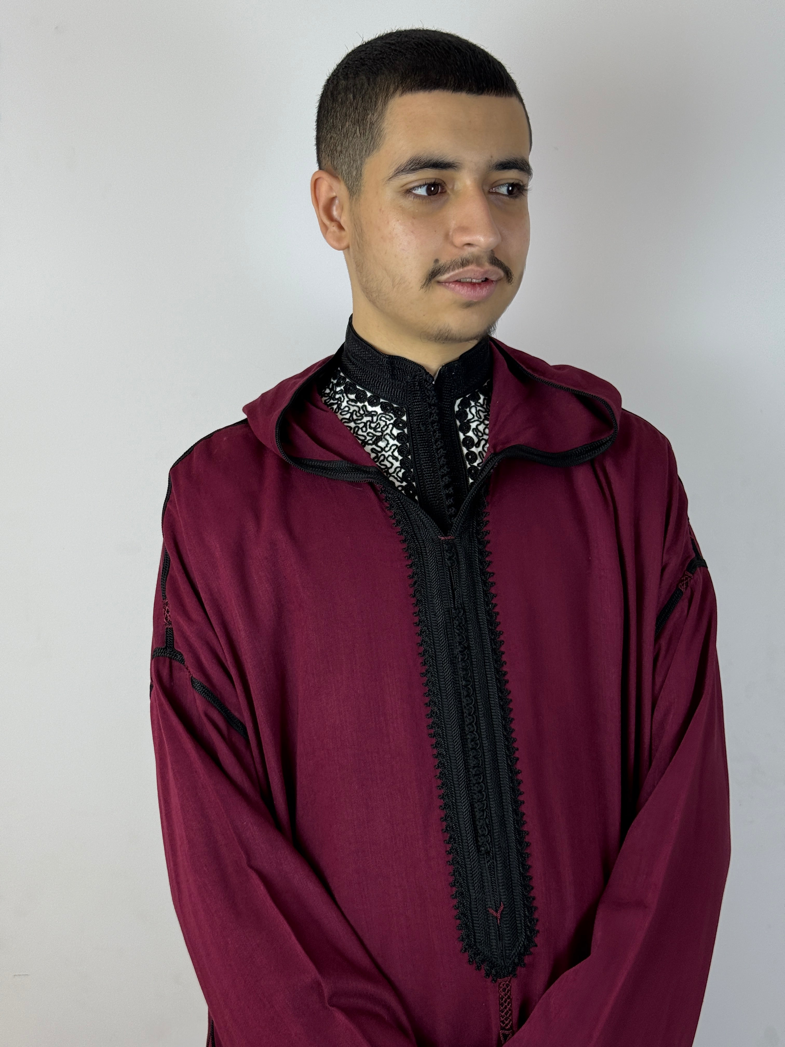 Red and Black Thoube with a Hoodie