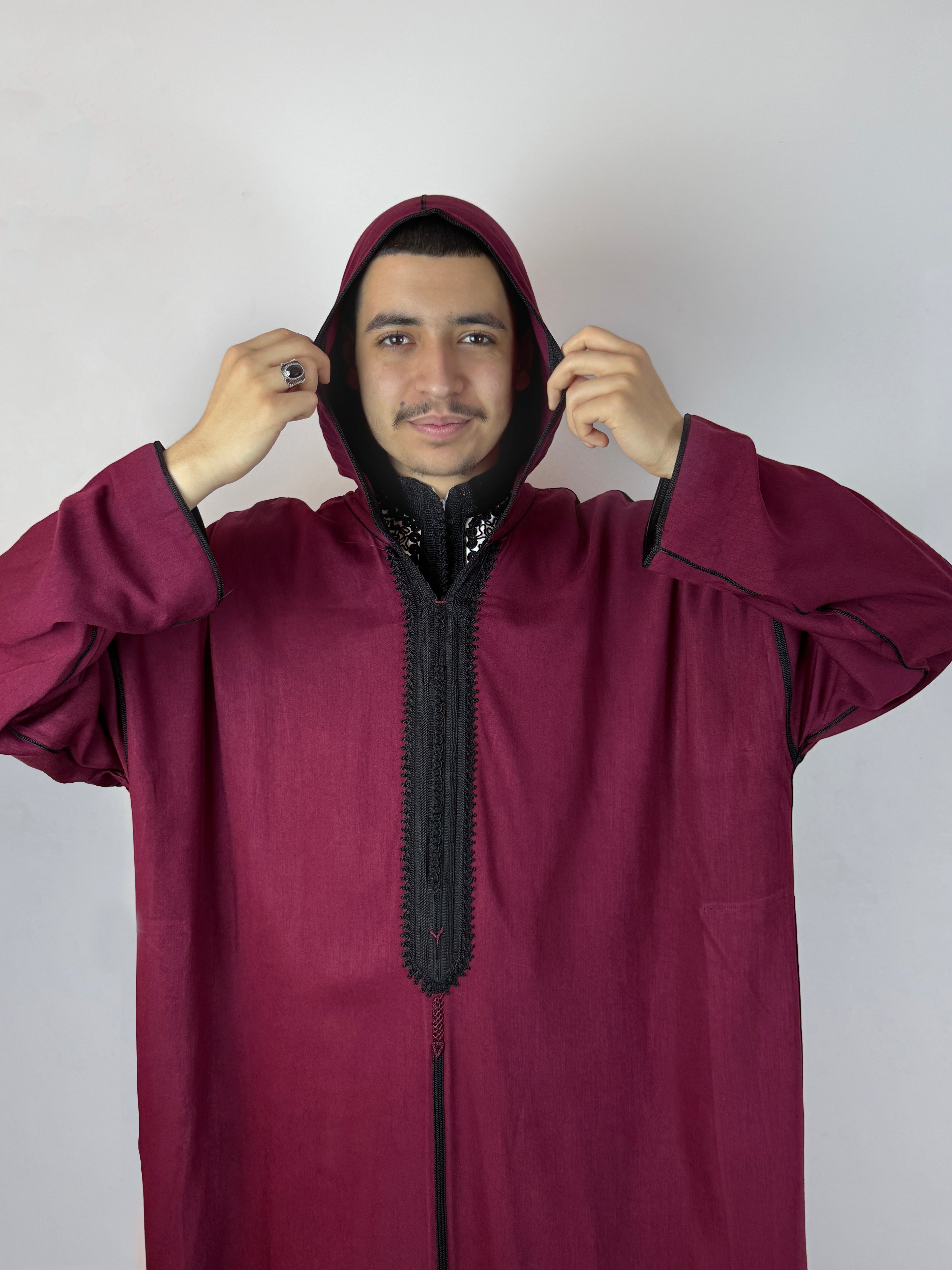 Red and Black Thoube with a Hoodie