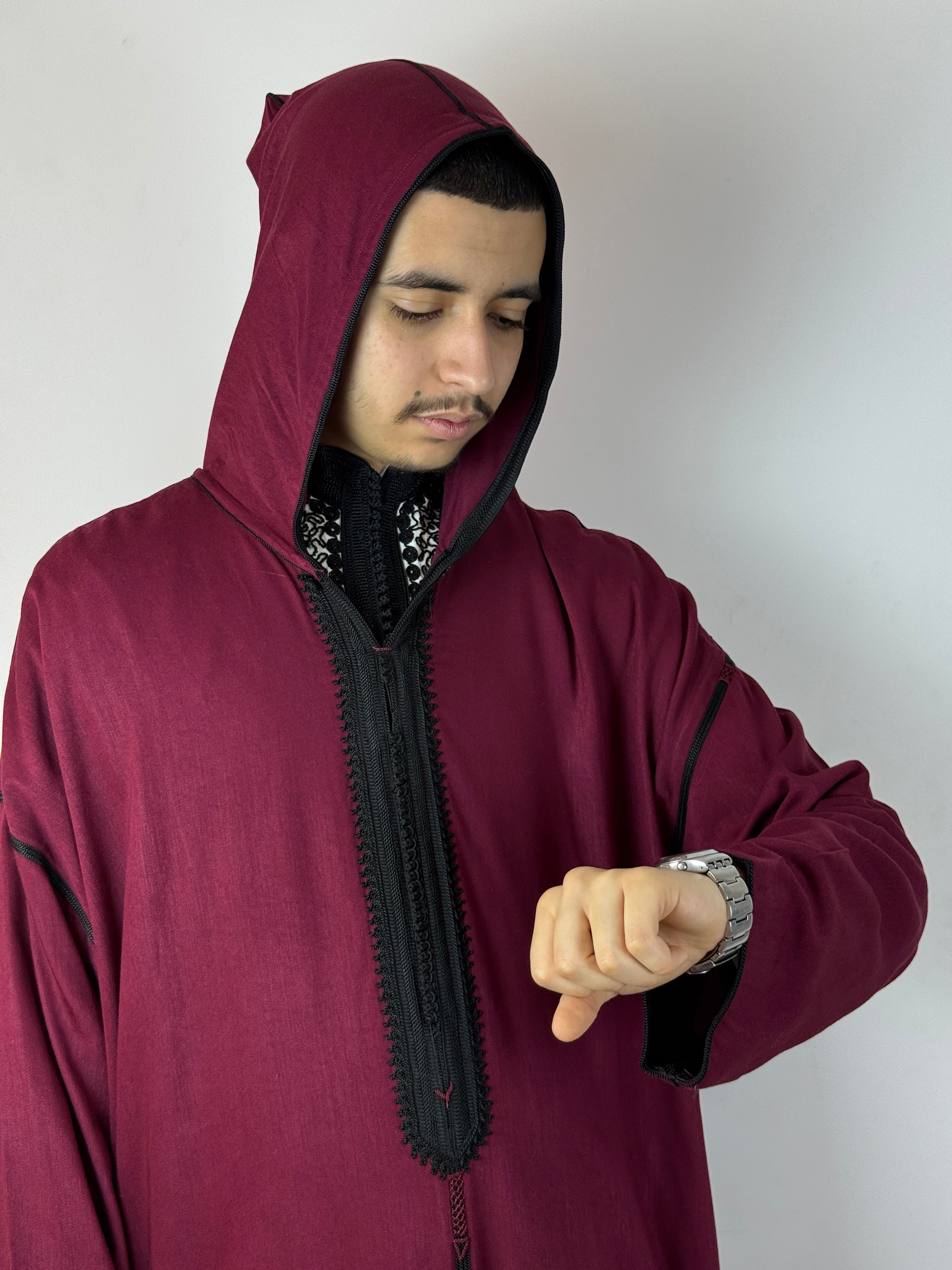 Red and Black Thoube with a Hoodie