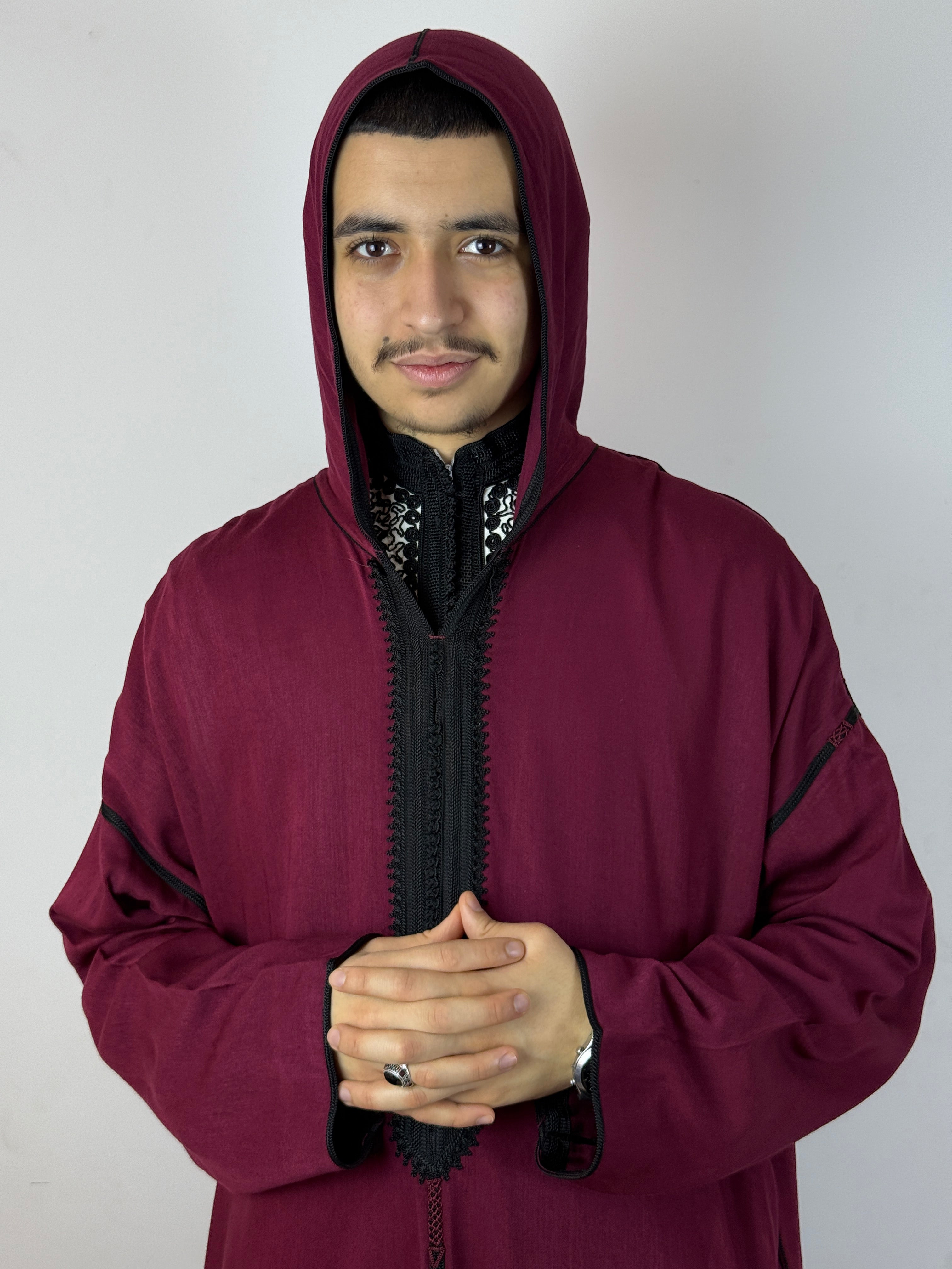 Red and Black Thoube with a Hoodie